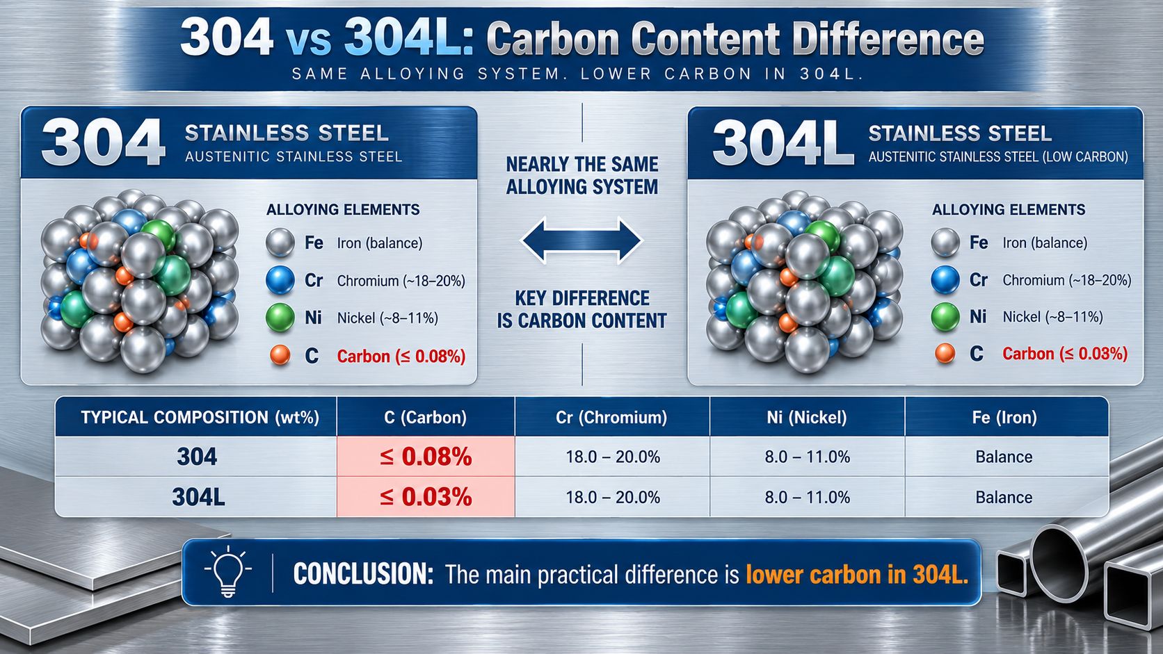 304 vs 304L Carbon Content Difference