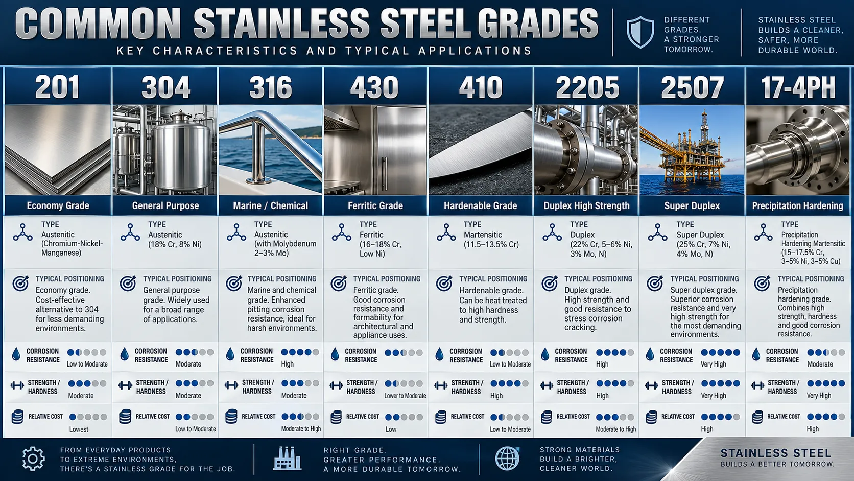 Common Stainless Steel Grades Comparison