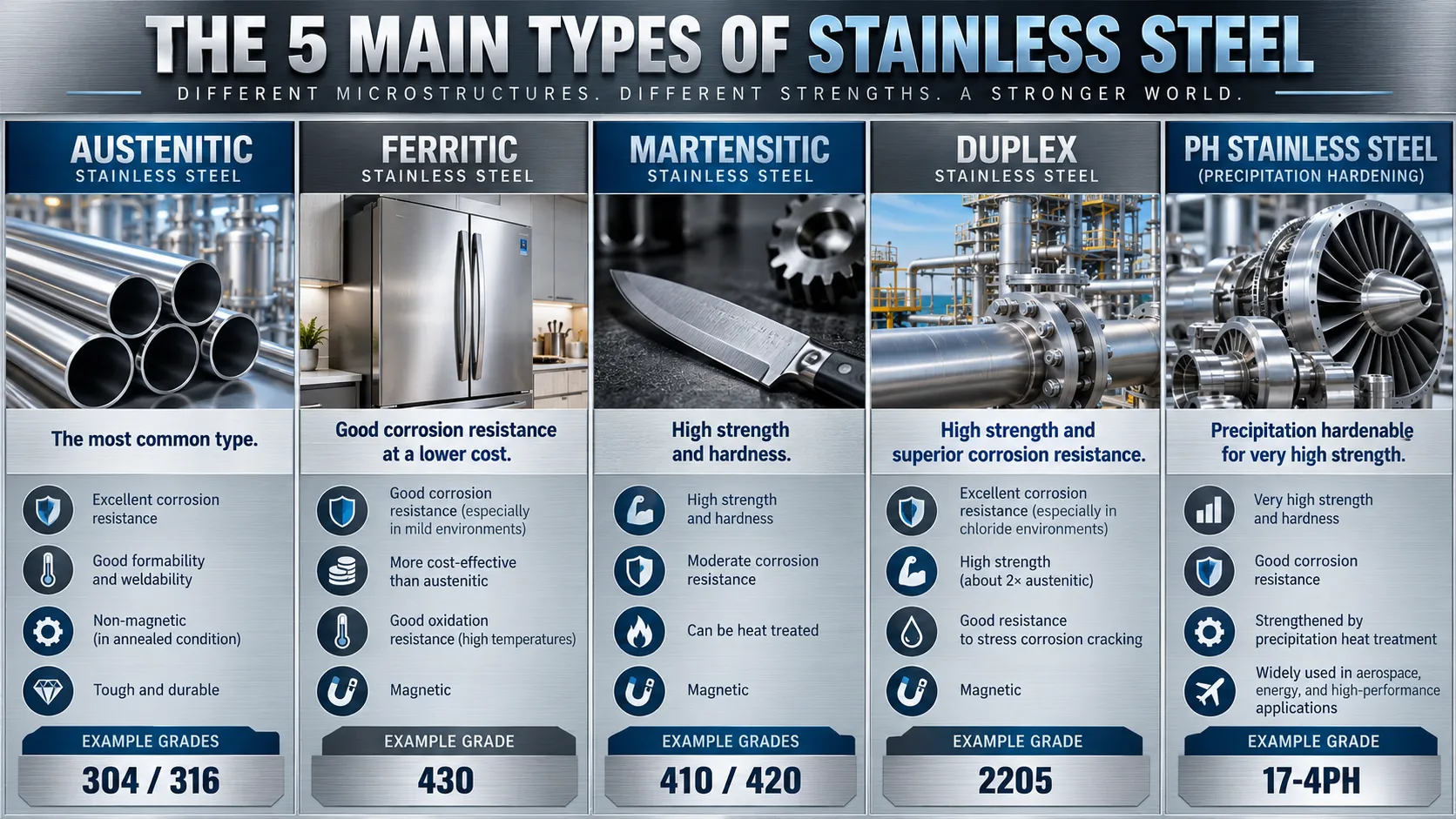 Five Main Types of Stainless Steel