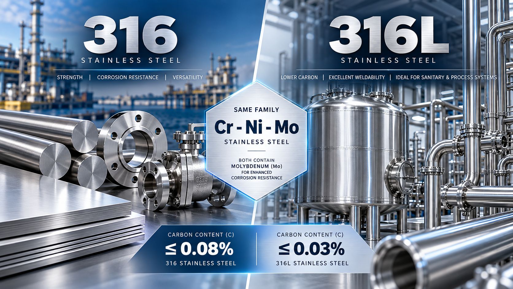 316 vs 316L Carbon and Molybdenum Comparison