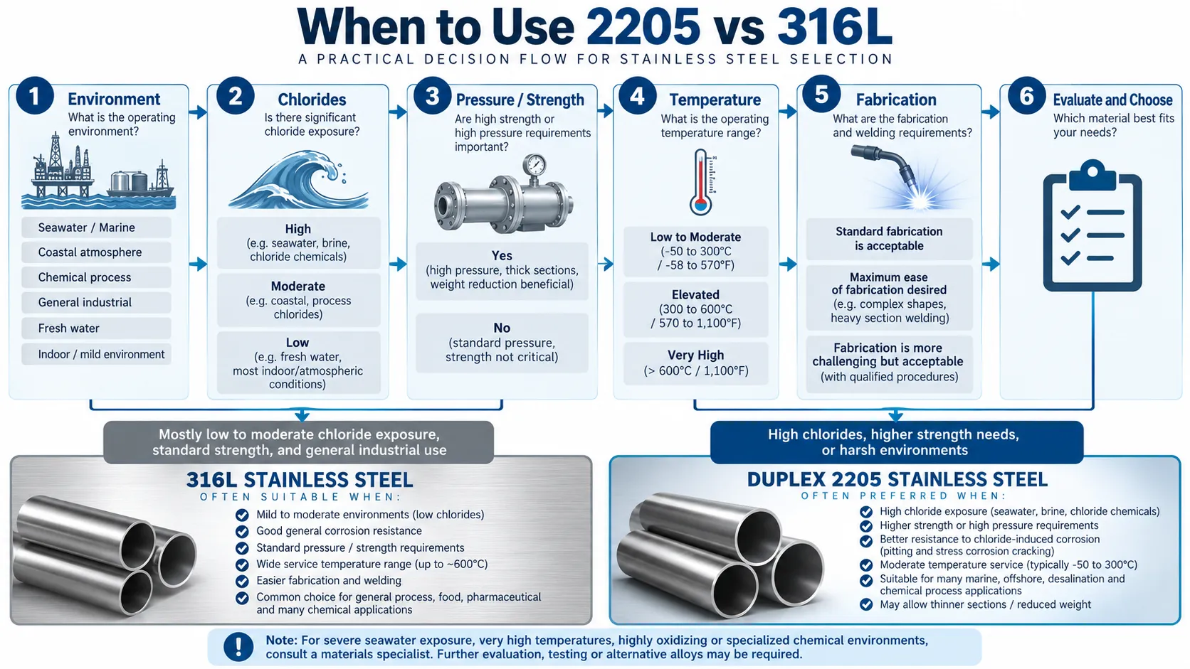 When to Use Duplex 2205 vs 316L Stainless Steel
